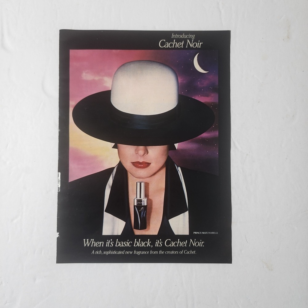 Vintage Print Ad Cachet Noir Prince Matchabelli perfume clipping 1983 8x10.5